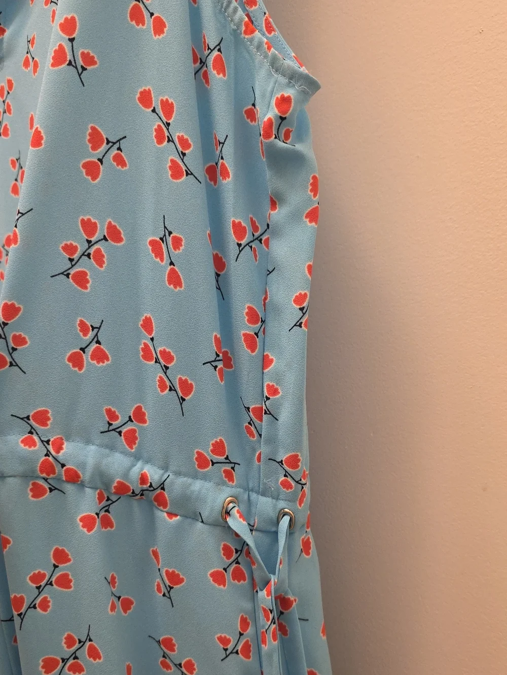 Anne Klein Sky Blue Sleeveless Maxi Dress with Cherry Print